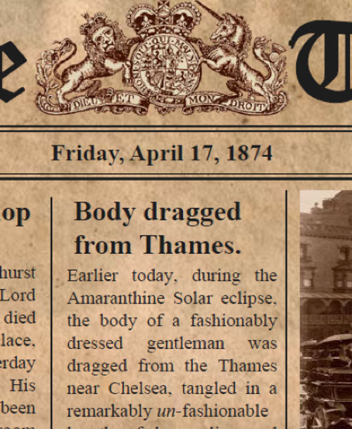 newspaper clipping - body dragged from the Thames!
